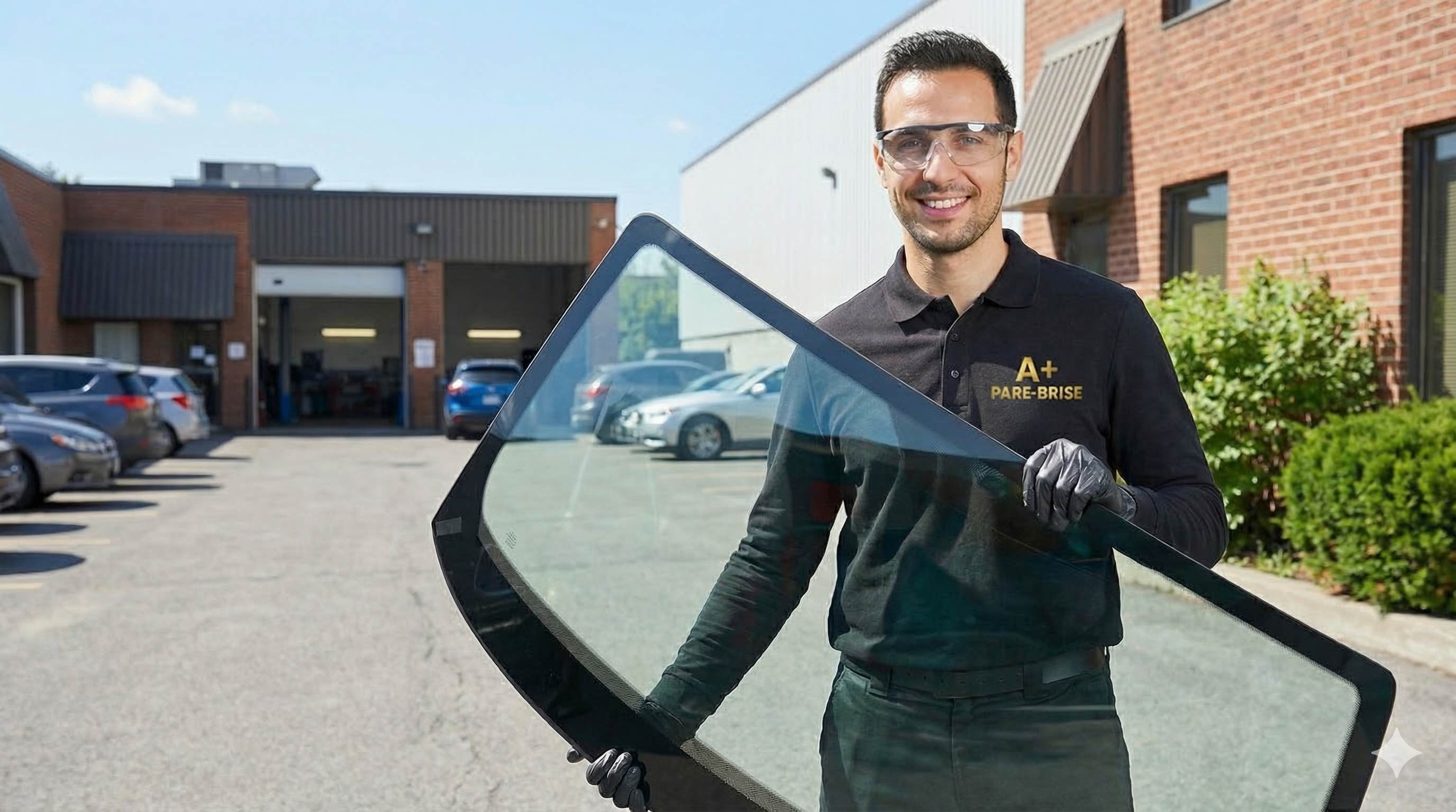 Technicien A+ PARE-BRISE remplaçant un pare-brise à domicile